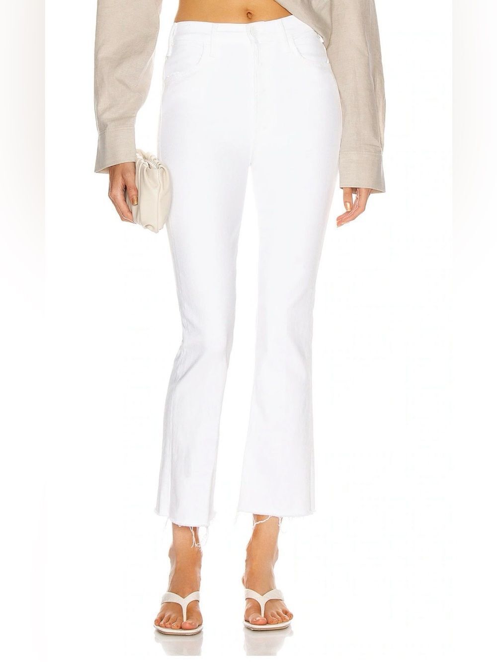 MOTHER The Hustler Ankle Fray Jeans – Fairest Of Them All White – Size 27